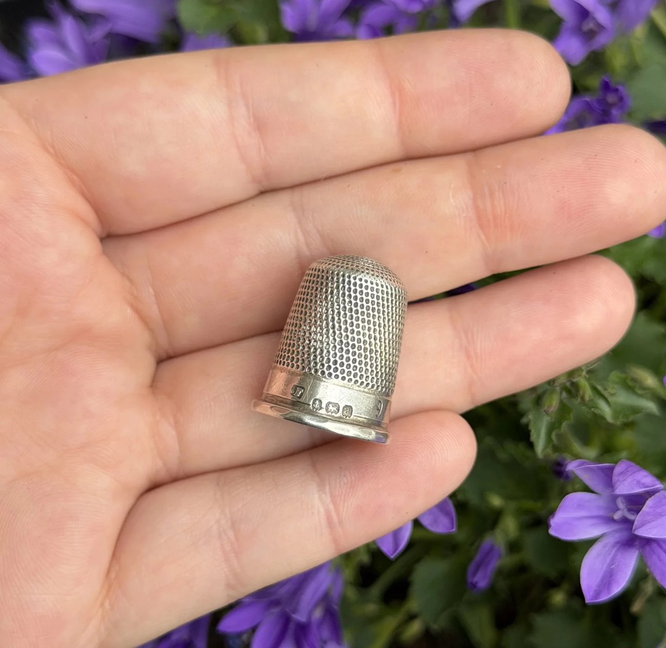 Antique Sterling Silver Thimble, Birmingham 1900 Hallmarked Edwardian Sewing Collectible, Classic Dimpled Working Thimble