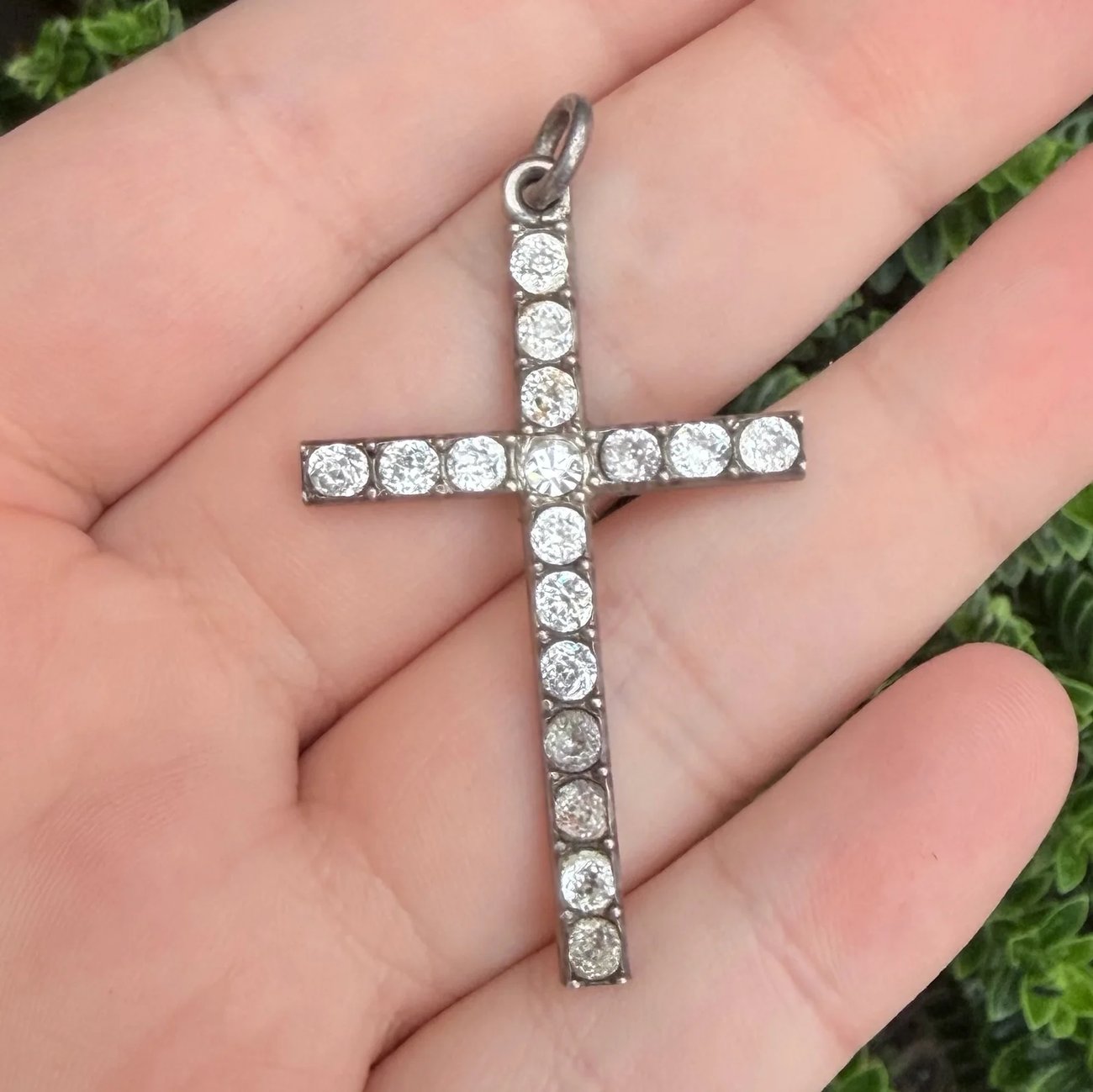 Antique Charles Horner Sterling Silver Paste Cross Pendant Chester Art Deco - 2