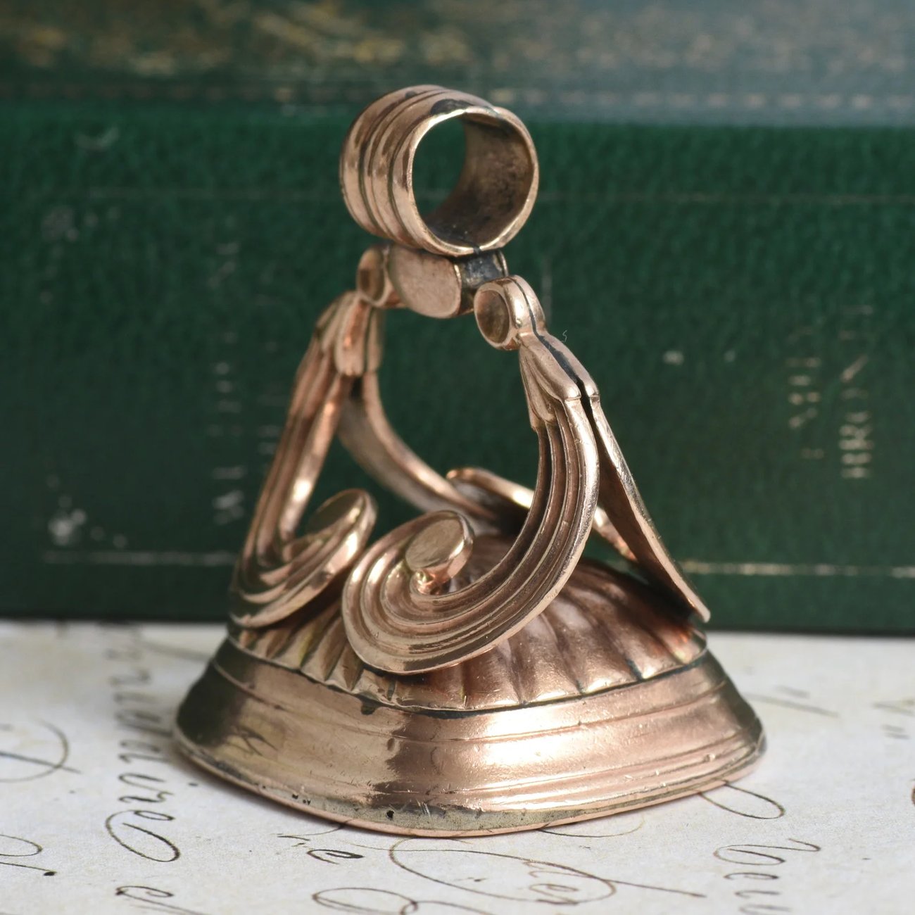 Antique Rolled Gold Fob Seal Carnelian Intaglio Monogram Watch Chain Wax Seal Heavy - 2