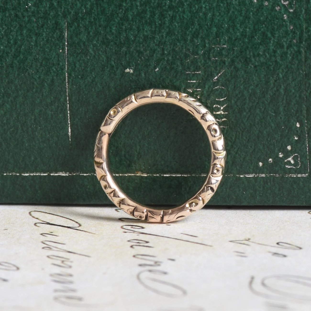 Antique 9ct Gold Split Ring Engraved Bolt Ring Connector Fob Chain Component Charm