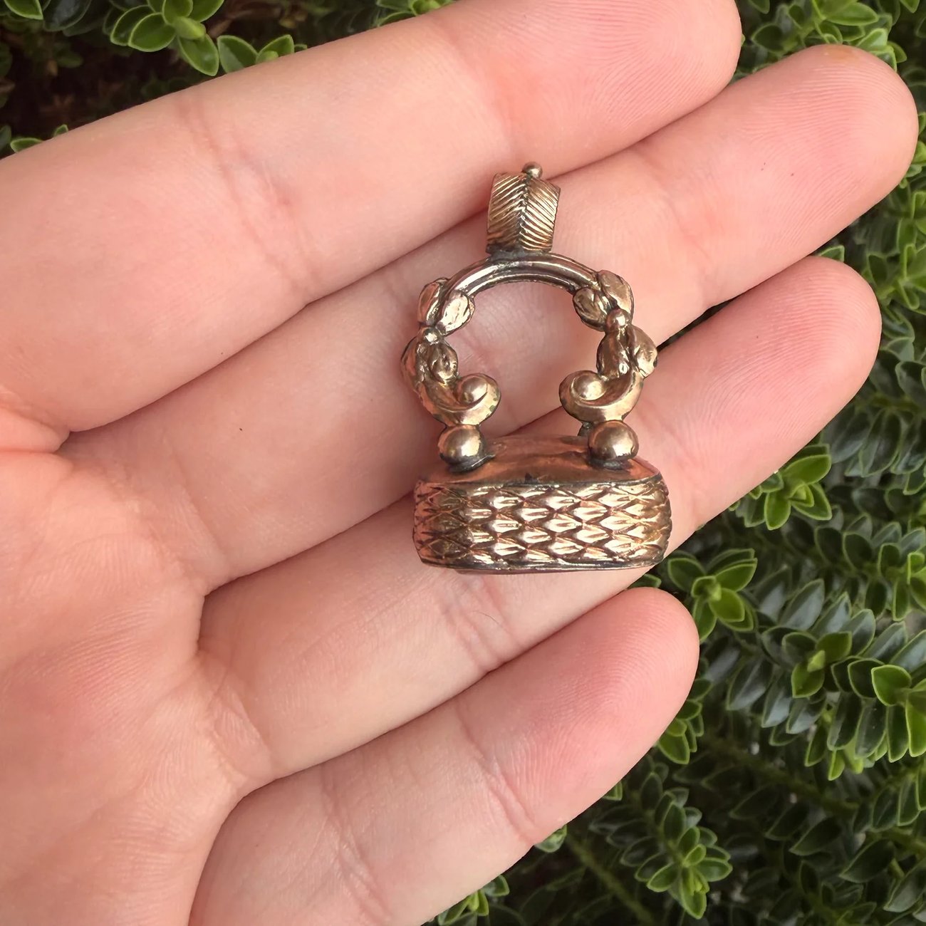 Antique Rose Cased Gold Fob Smokey Quartz Seal Watch Chain Pendant Charm - 2