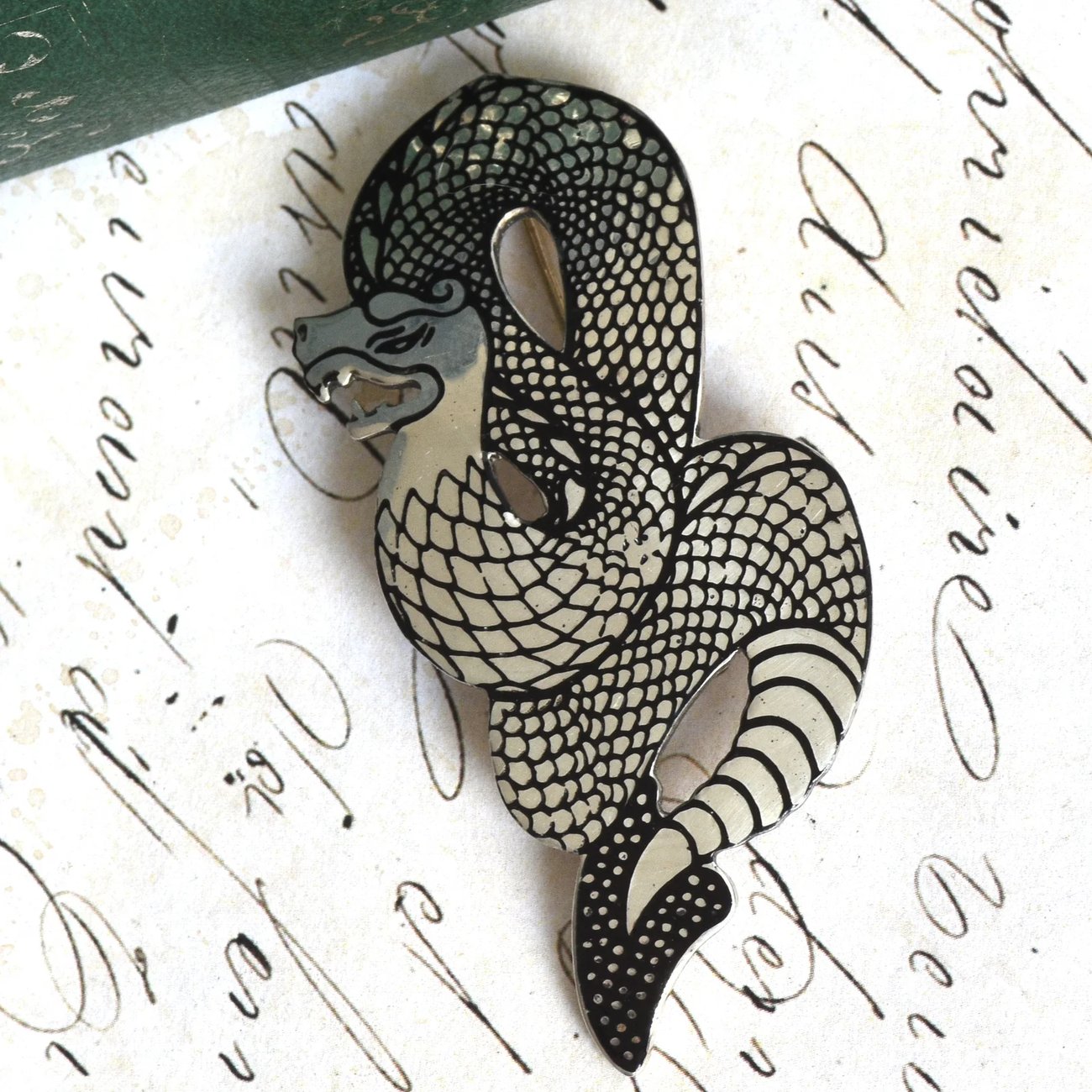 Vintage Shetland Jewellery Sterling Silver Snake Brooch Scottish Rattlesnake Coiled Engraved Serpent