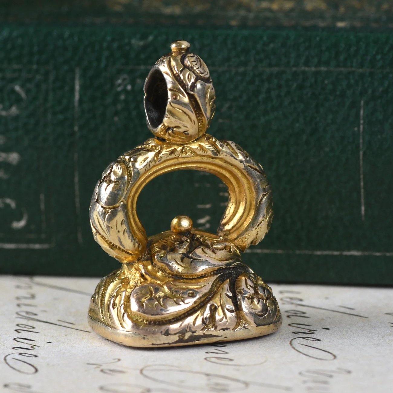Antique Rolled Gold Fob Seal Carnelian Intaglio Ornate Scroll Watch Chain Wax Seal
