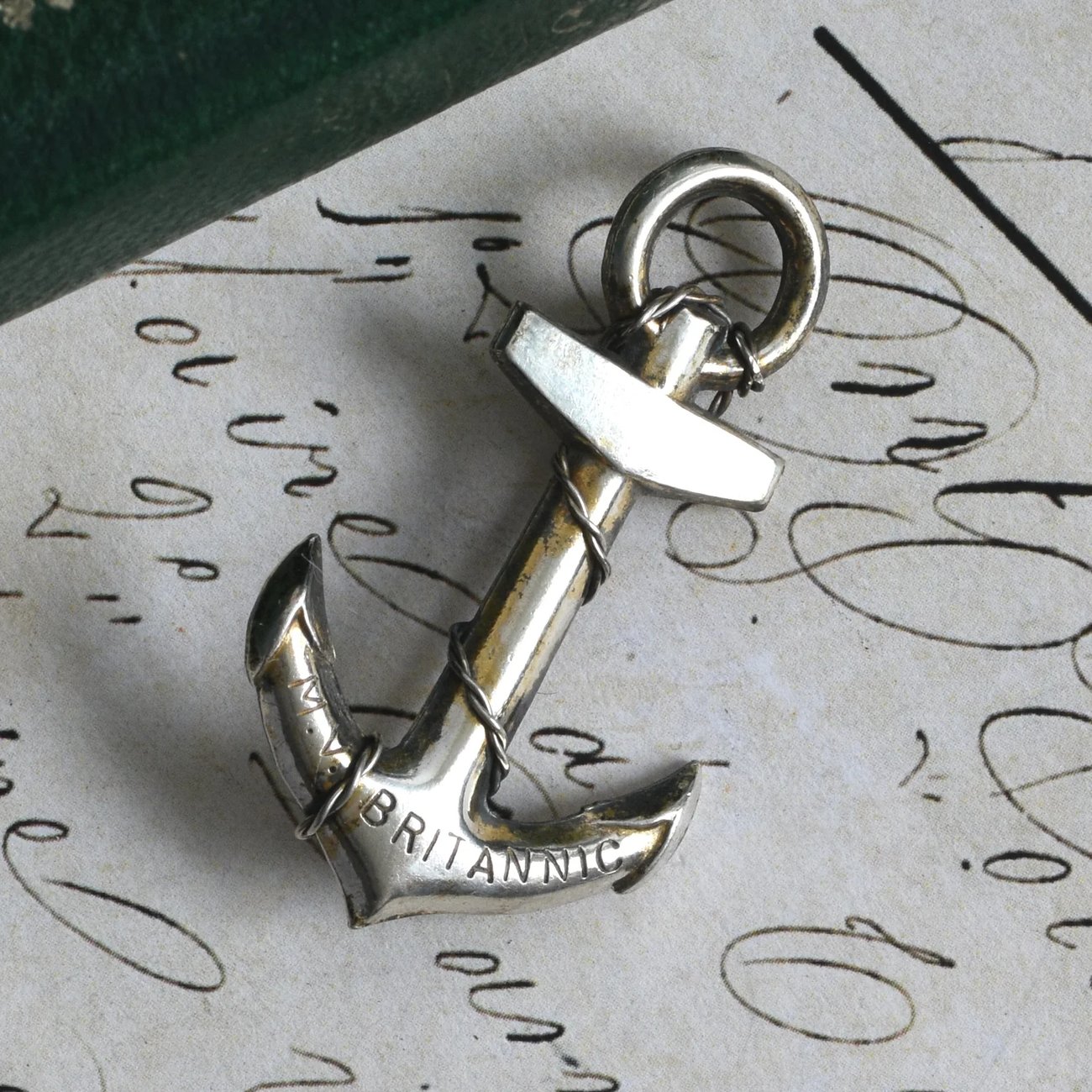 Vintage Sterling Silver MV Britannic Anchor Brooch Ocean Liner Souvenir Ship Pin