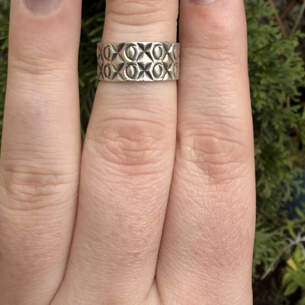 Vintage Sterling Silver X O Kiss Hug Ring Band Stack - 2