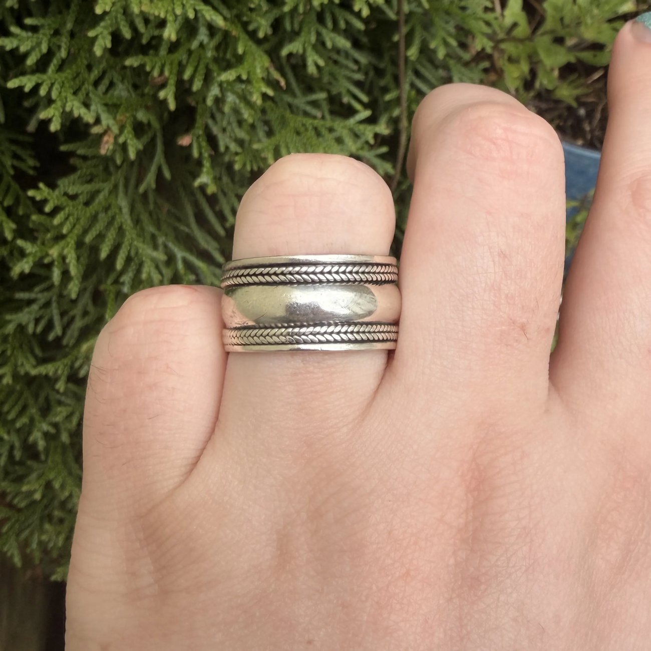 Sterling Silver Wide Chunky Cigar Band Unisex Mens - 2