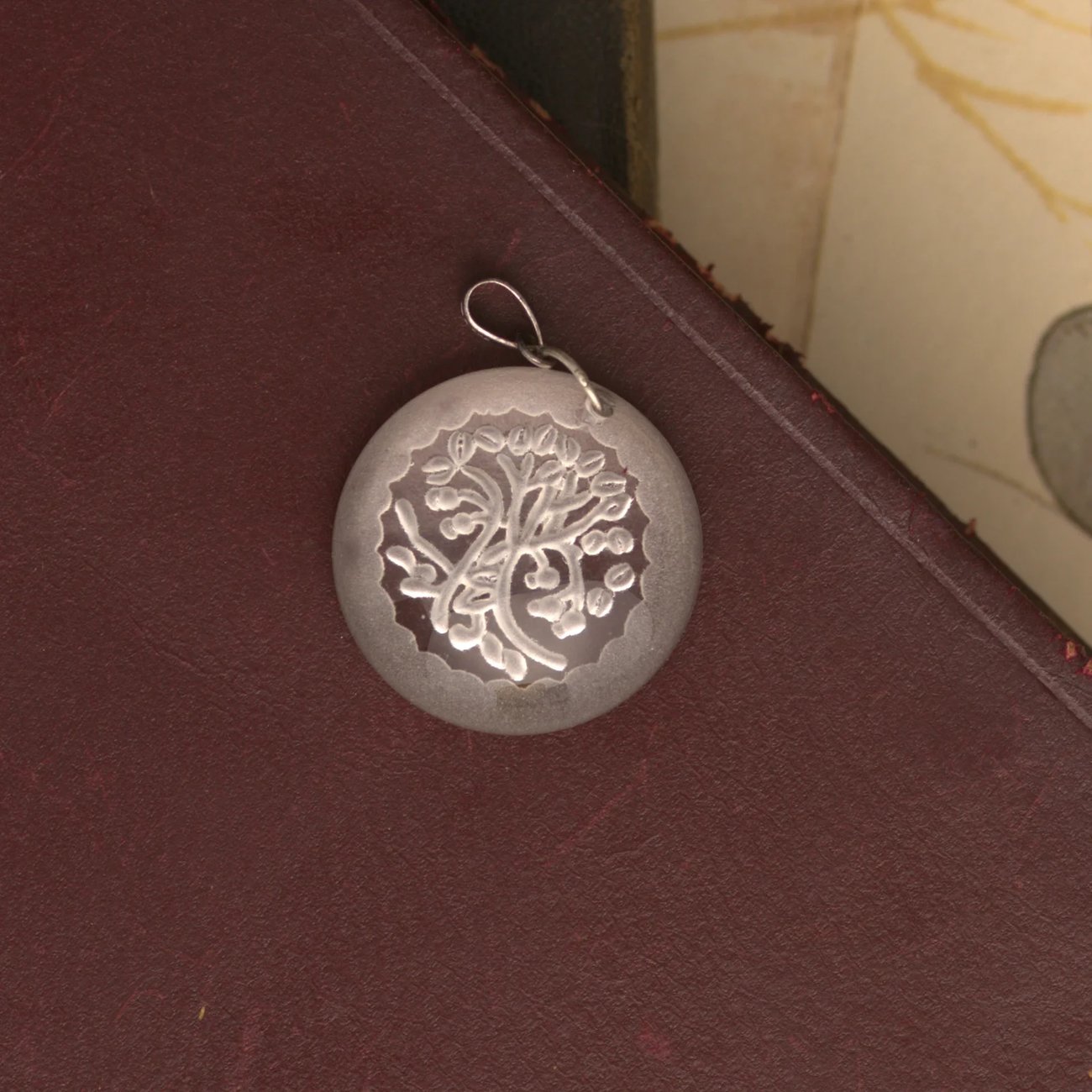 Glass Tree of Life Sterling Silver Pendant Charm, Transparent 3D
