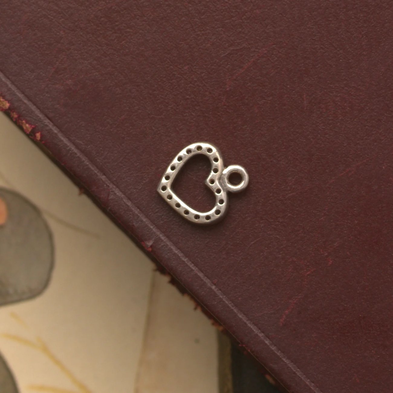 Silver Heart Pendant Charm CZ Pink Open - 2