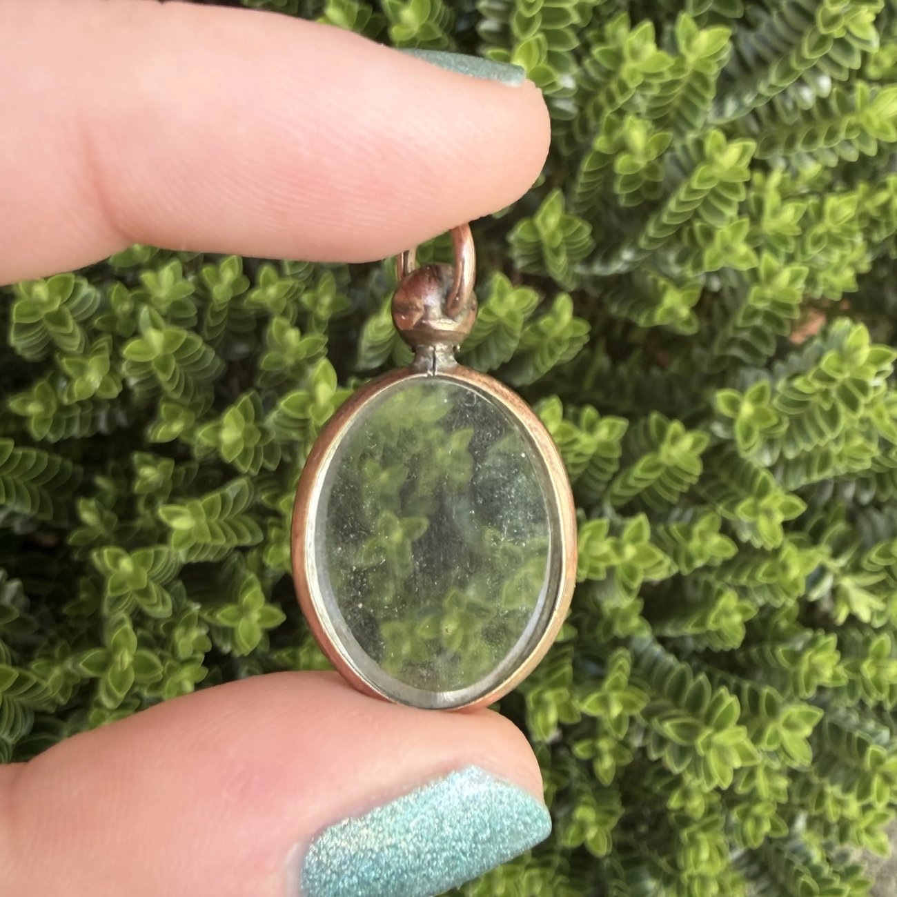 Antique Rolled Gold Glass Locket Double Sided - 2