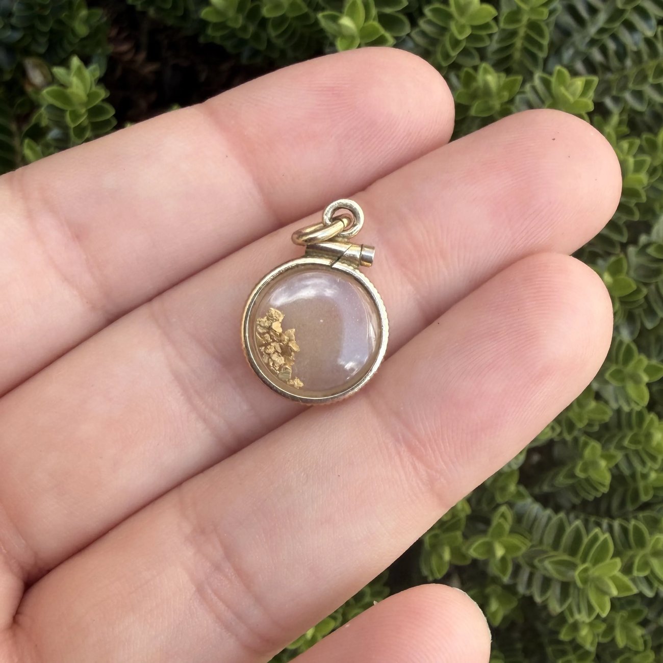 Vintage Gold Filled 12ct Chip Nugget Shaker Charm Pendant - 2