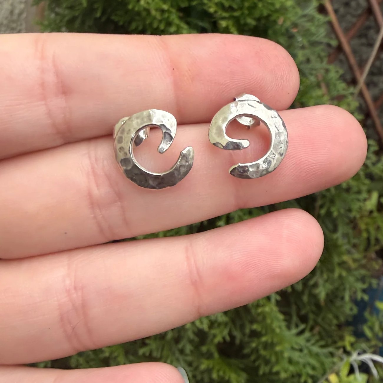 Sterling Silver Spiral Earrings 925 Modernist Minimalist  - 2