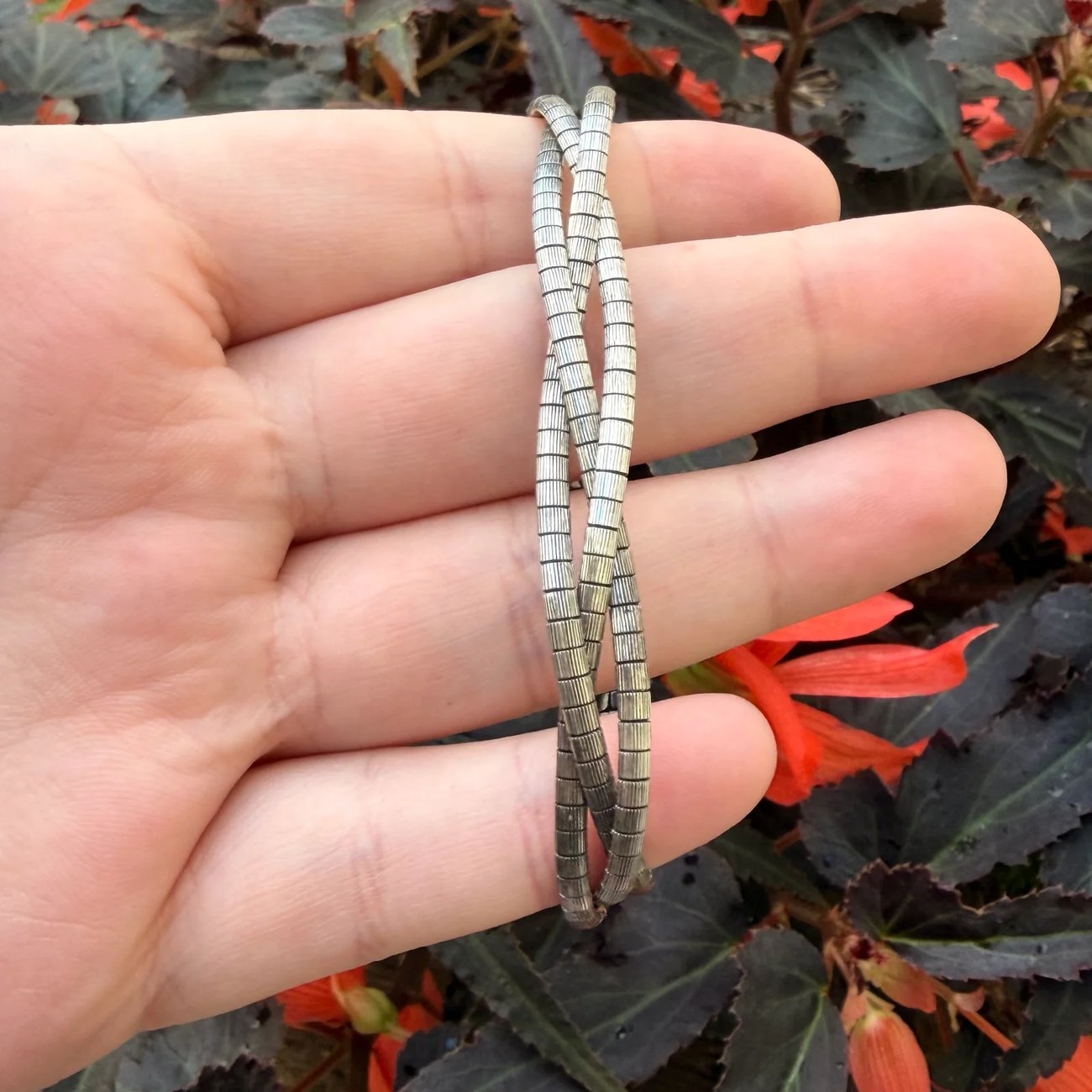 Vintage Sterling Silver Textured Twist Bracelet Braided Multi Strand Chunky Stack - 2