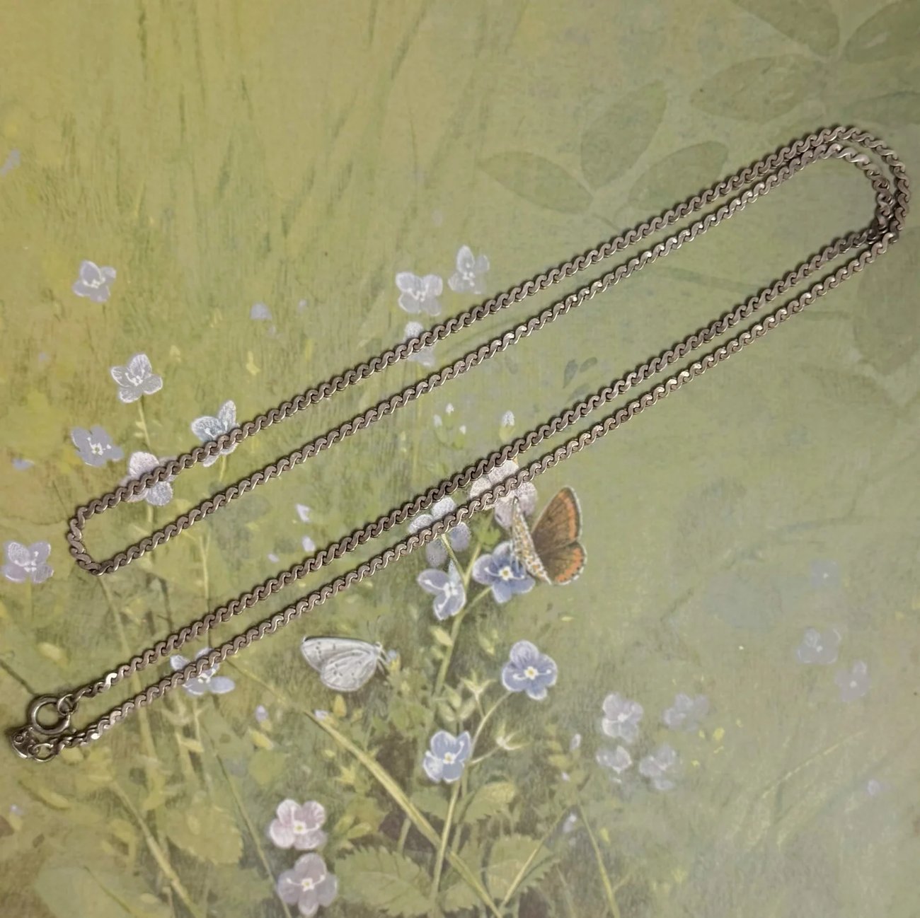 Vintage Sterling Silver Serpentine Chain Necklace  23"