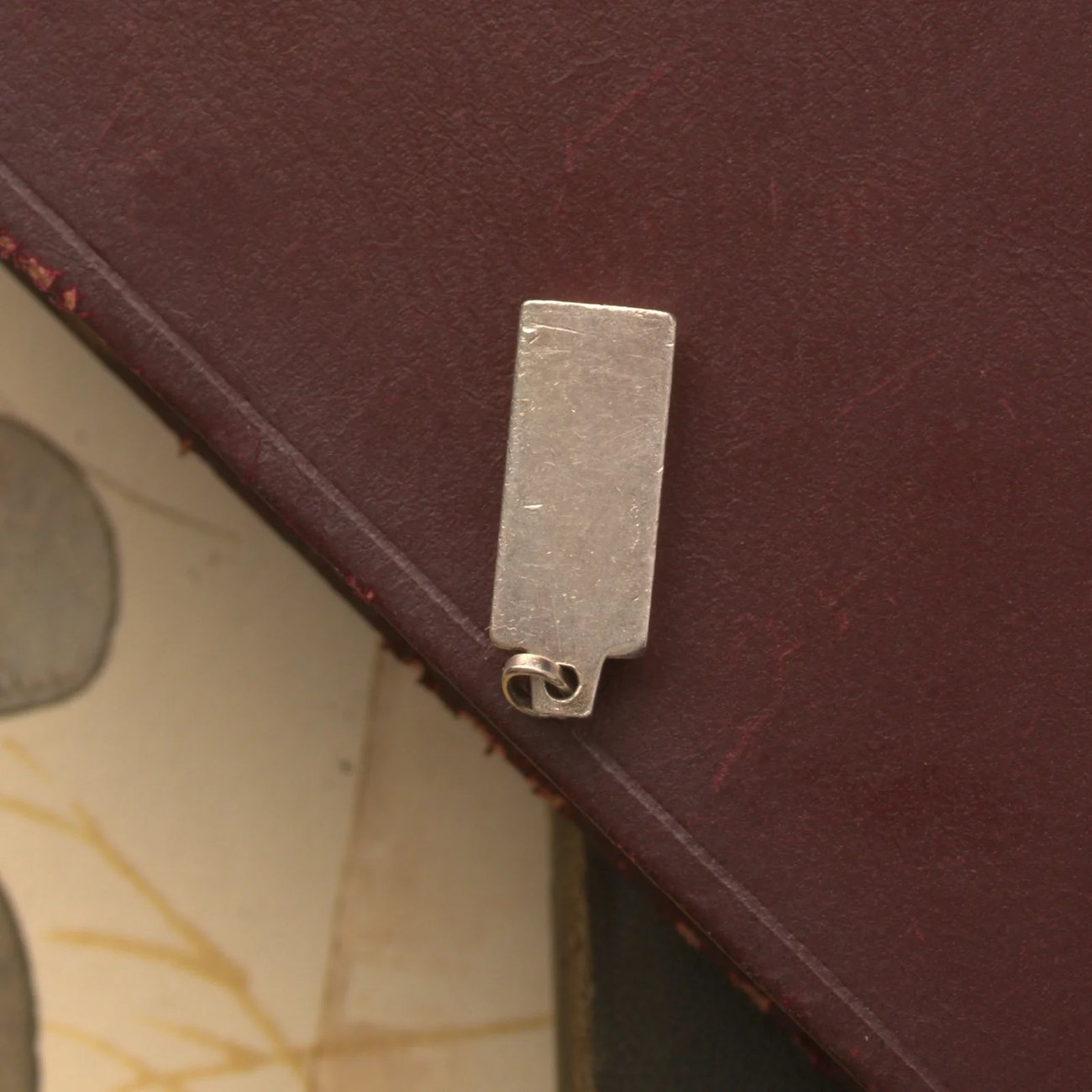 Vintage Silver 5g Charm Pendant Rectangle  - 2
