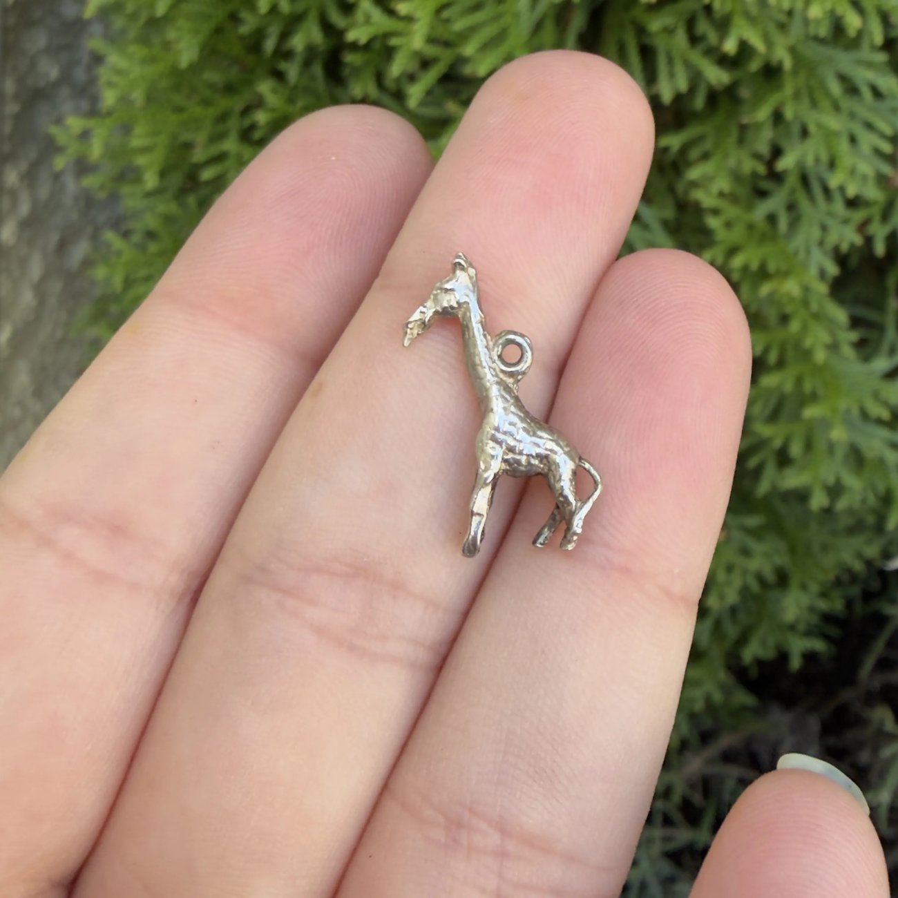 Vintage Silver Giraffe Charm Pendant