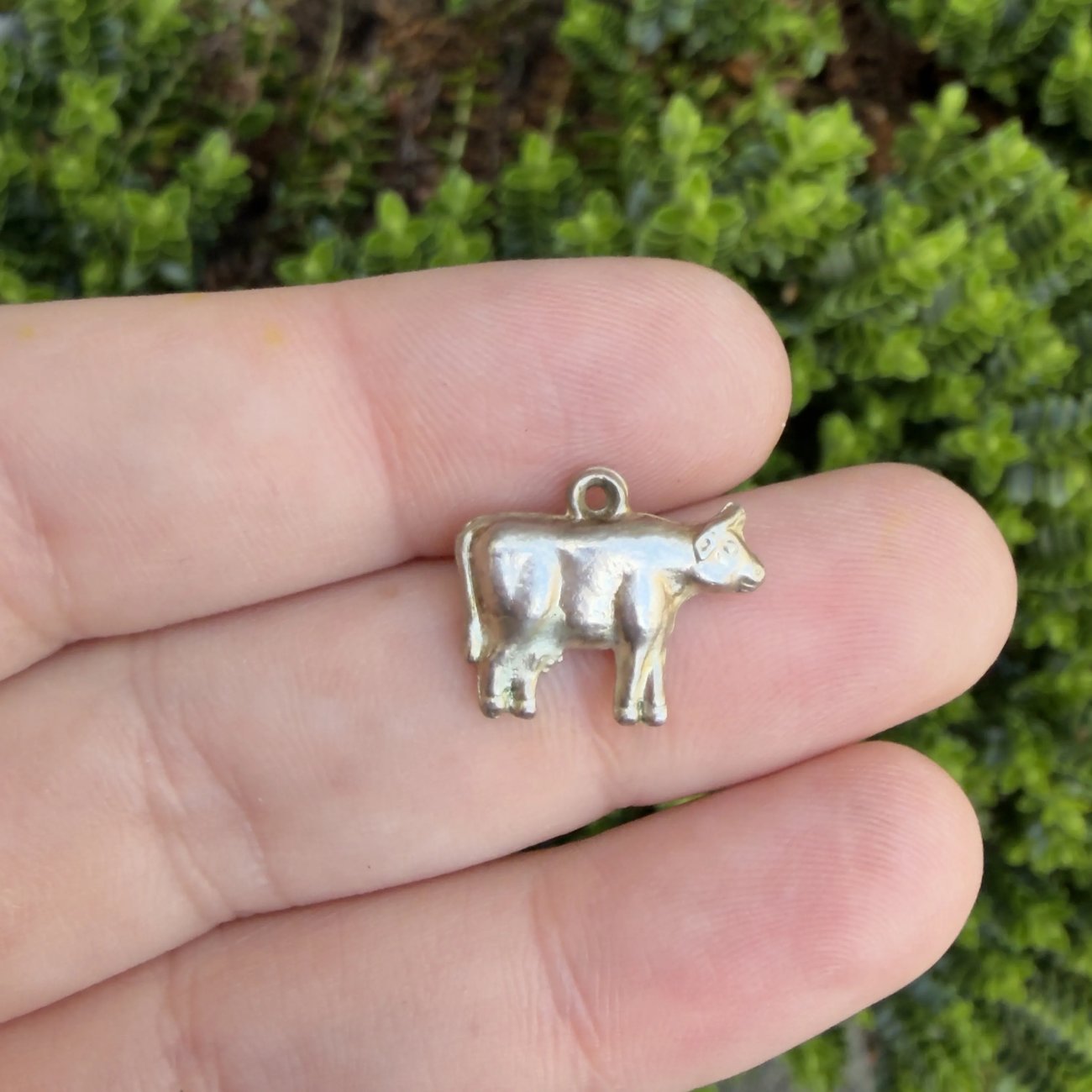 Vintage Silver Cow Charm Pendant