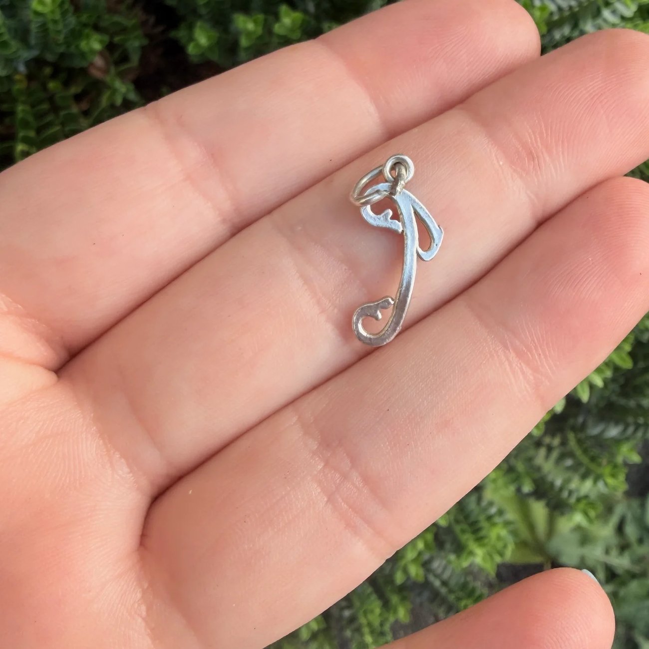 Vintage Silver Letter P Charm Pendant - 2