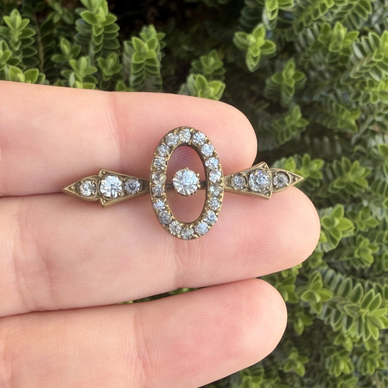 Antique Paste Bar Brooch Gilt  - 2