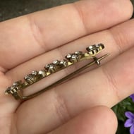 Antique Continental 900 Silver Paste Bar Brooch Floral Leaf Edwardian Victorian - 6