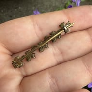 Antique Continental 900 Silver Paste Bar Brooch Floral Leaf Edwardian Victorian - 7
