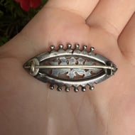 Antique Victorian 1898 Sterling Silver Rose Gold Ivy Leaf Brooch Hallmarked - 6