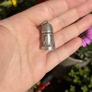 Antique Georgian Silver Filigree Thimble Pendant c1800 Sewing Etui Necessaire Vacant Cartouche