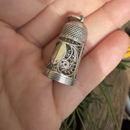 Antique Georgian Silver Filigree Thimble Pendant c1800 Sewing Etui Necessaire Vacant Cartouche - 5
