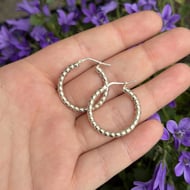 Sterling Silver 925 Beaded Hoop Earrings Bubble Bead Ball Hoops
