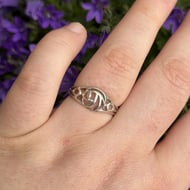 Vintage Sterling Silver Mackintosh Rose Ring Scottish Art Nouveau Openwork
