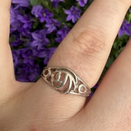 Vintage Sterling Silver Mackintosh Rose Ring Scottish Art Nouveau Openwork - 2