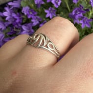 Vintage Sterling Silver Mackintosh Rose Ring Scottish Art Nouveau Openwork - 3