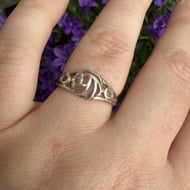 Vintage Sterling Silver Mackintosh Rose Ring Scottish Art Nouveau Openwork - 4