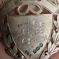 Antique Sterling Silver Rose Gold Watch Chain Fob Medal 1921 Shield - 7