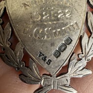 Antique Sterling Silver Rose Gold Watch Chain Fob Medal 1921 Shield - 8