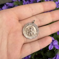 Vintage Sterling Silver Saint Christopher Pendant 925 Religious Travellers Charm