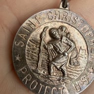 Vintage Sterling Silver Saint Christopher Pendant 925 Religious Travellers Charm - 3