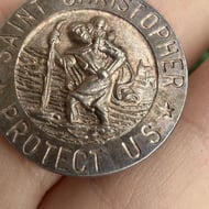 Vintage Sterling Silver Saint Christopher Pendant 925 Religious Travellers Charm - 4