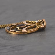 Antique Edwardian Gold Tone Amethyst Pearl Lavalier Pendant Necklace Bow - 6