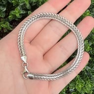 Vintage Italian Sterling Silver 925 Woven Braided Bracelet Wheat Plaited Chain - 2