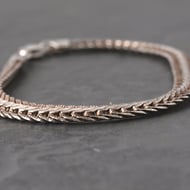 Vintage Italian Sterling Silver 925 Woven Braided Bracelet Wheat Plaited Chain - 5