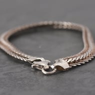 Vintage Italian Sterling Silver 925 Woven Braided Bracelet Wheat Plaited Chain - 7