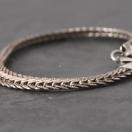 Vintage Italian Sterling Silver 925 Woven Braided Bracelet Wheat Plaited Chain - 8