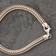 Vintage Italian Sterling Silver 925 Woven Braided Bracelet Wheat Plaited Chain - 10