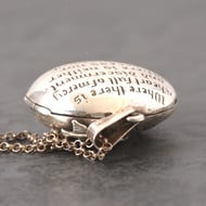 Vintage Sterling Silver Swallow Locket St Francis Double Photo Necklace - 14