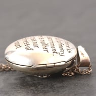 Vintage Sterling Silver Swallow Locket St Francis Double Photo Necklace - 15