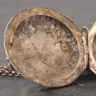 Vintage Sterling Silver Swallow Locket St Francis Double Photo Necklace - 11