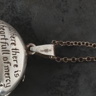 Vintage Sterling Silver Swallow Locket St Francis Double Photo Necklace - 4