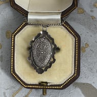 Antique Silver Madonna and Child Miniature Painting Necklace Pendant  - 3