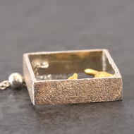 925 Sterling Silver Cute 3D Cat Playing in Box Pendant & Chain Necklace - 11