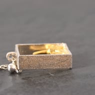 925 Sterling Silver Cute 3D Cat Playing in Box Pendant & Chain Necklace - 12